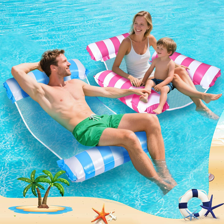 Luftmatratze Pool Schwimmnudel, 2 Stück Luftmatratze Wasser Hängematte, 4 In 1 Wasserhängematte Mit