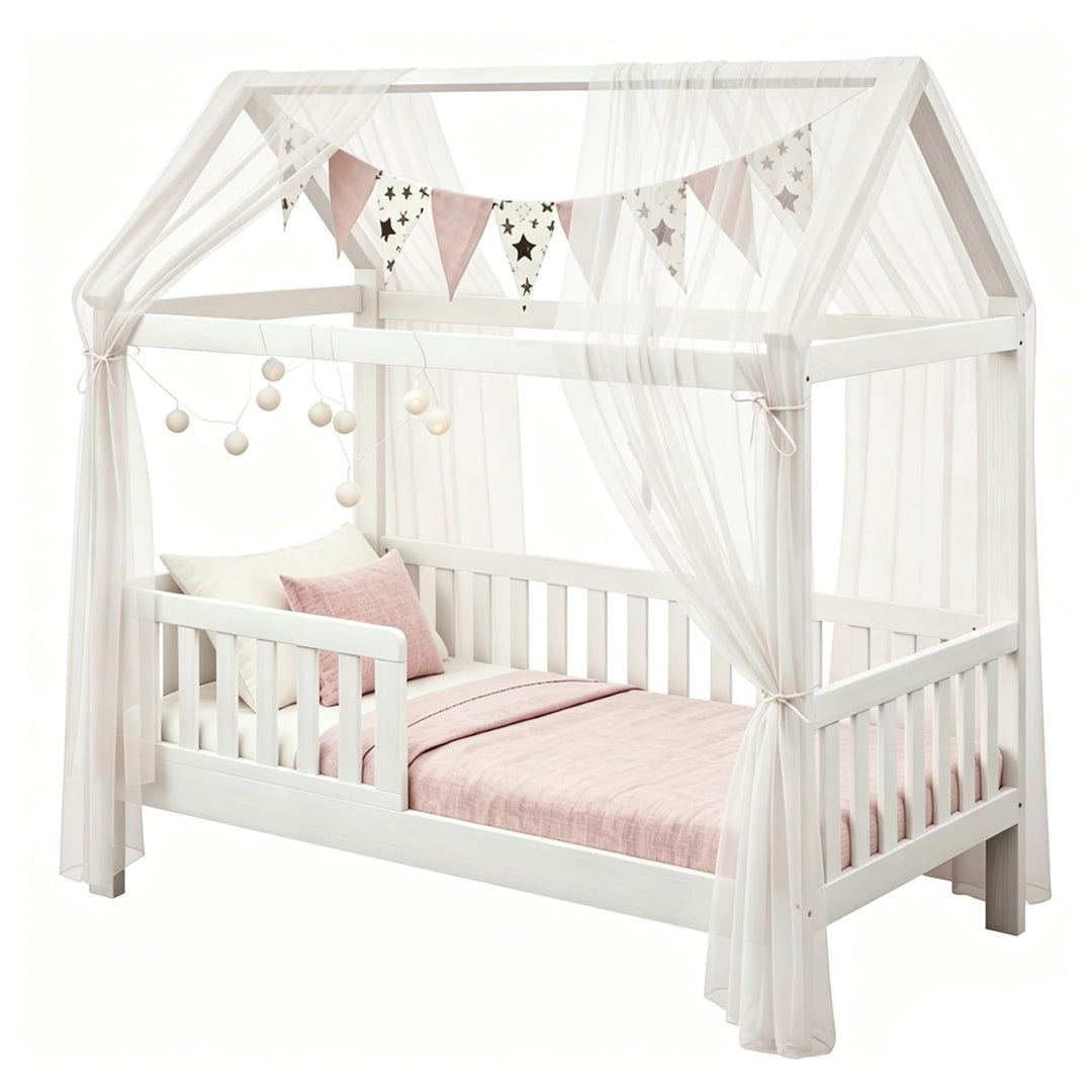 Hausbett Himmel Set, 2 Stück Betthimmel Hausbett für Hausbett Deko Mädchen & Jungen, Bett Vorhang Hi