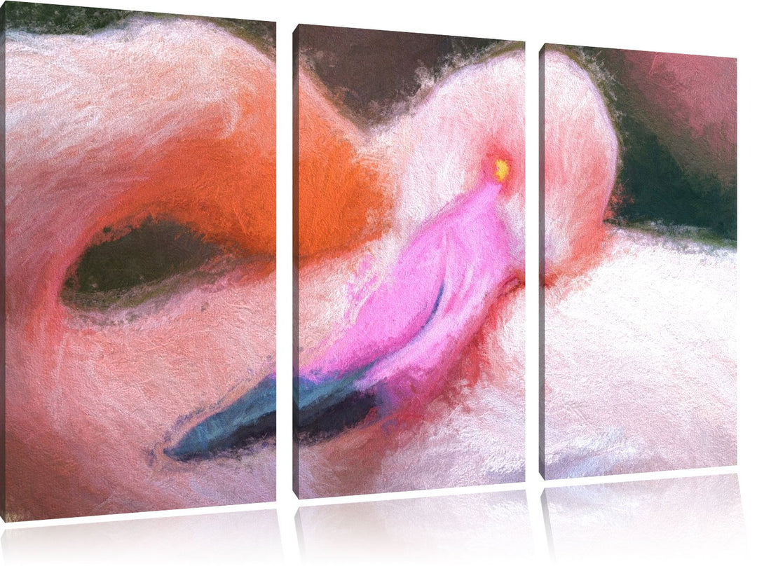 schöner Flamingo Spezial 3-Teiler Leinwandbild 120x80 Bild auf Leinwand, XXL riesige Bilder fertig g