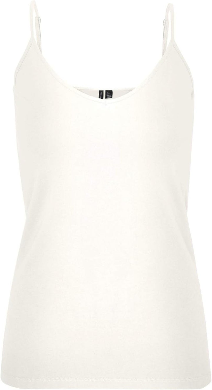 VERO MODA Damen Vmmaxi My Soft V Singlet Trägershirt / Cami Shirt L Weiss/Blau (2x Snow White/ 2x Bl