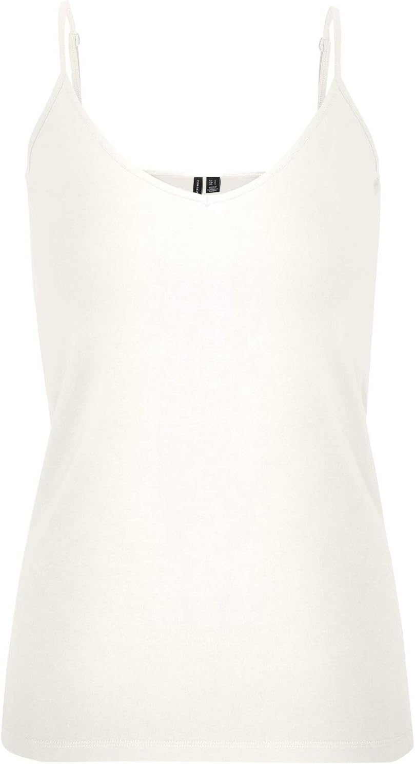 VERO MODA Damen Vmmaxi My Soft V Singlet Trägershirt / Cami Shirt S Weiss/Blau (2x Snow White/ 2x Bl