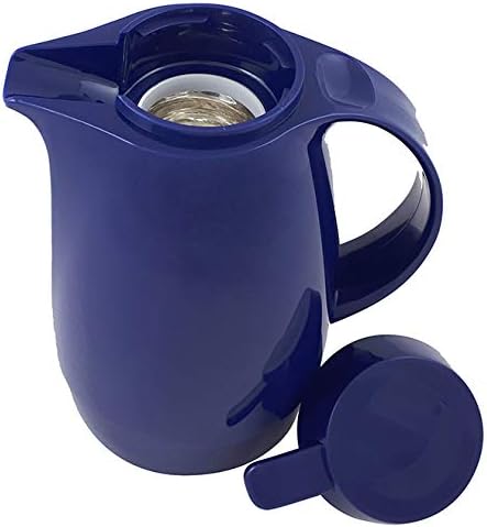 Helios Servitherm Thermoskanne Dunkelblau 0,6L – 6h Heiss - Hält Getränke heiss & kalt – Einhandbedi
