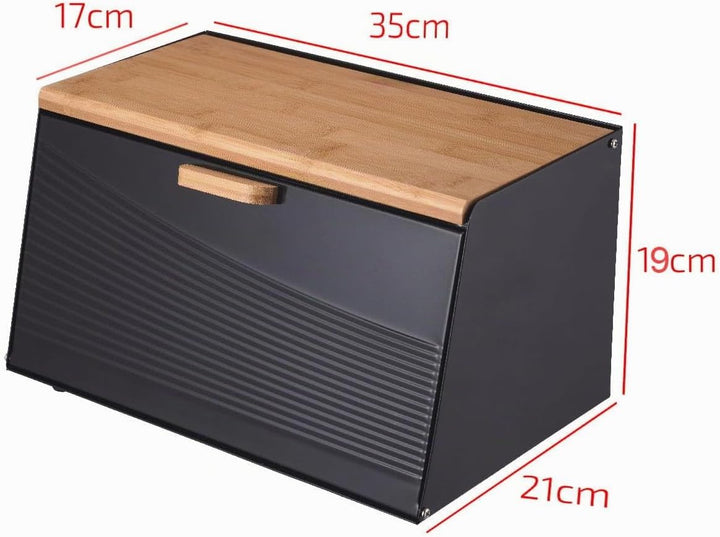 Brotkästen mit Deckel,Brotaufbewahrungsbox, Schneidebrett aus Bambus, Brotkasten aus Metall, Brot un