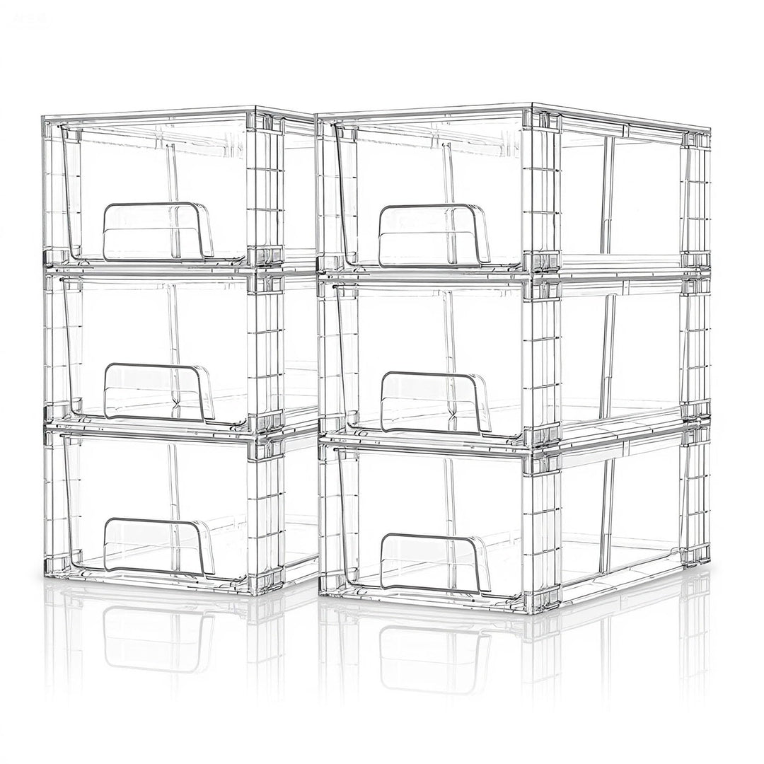 6er-Set Stapelbare Kleine Aufbewahrungsschubladen, Acryl Organizer mit Griffen, Kunststoffboxen für