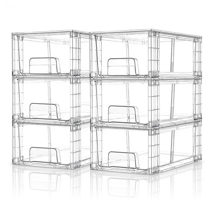 6er-Set Stapelbare Kleine Aufbewahrungsschubladen, Acryl Organizer mit Griffen, Kunststoffboxen für