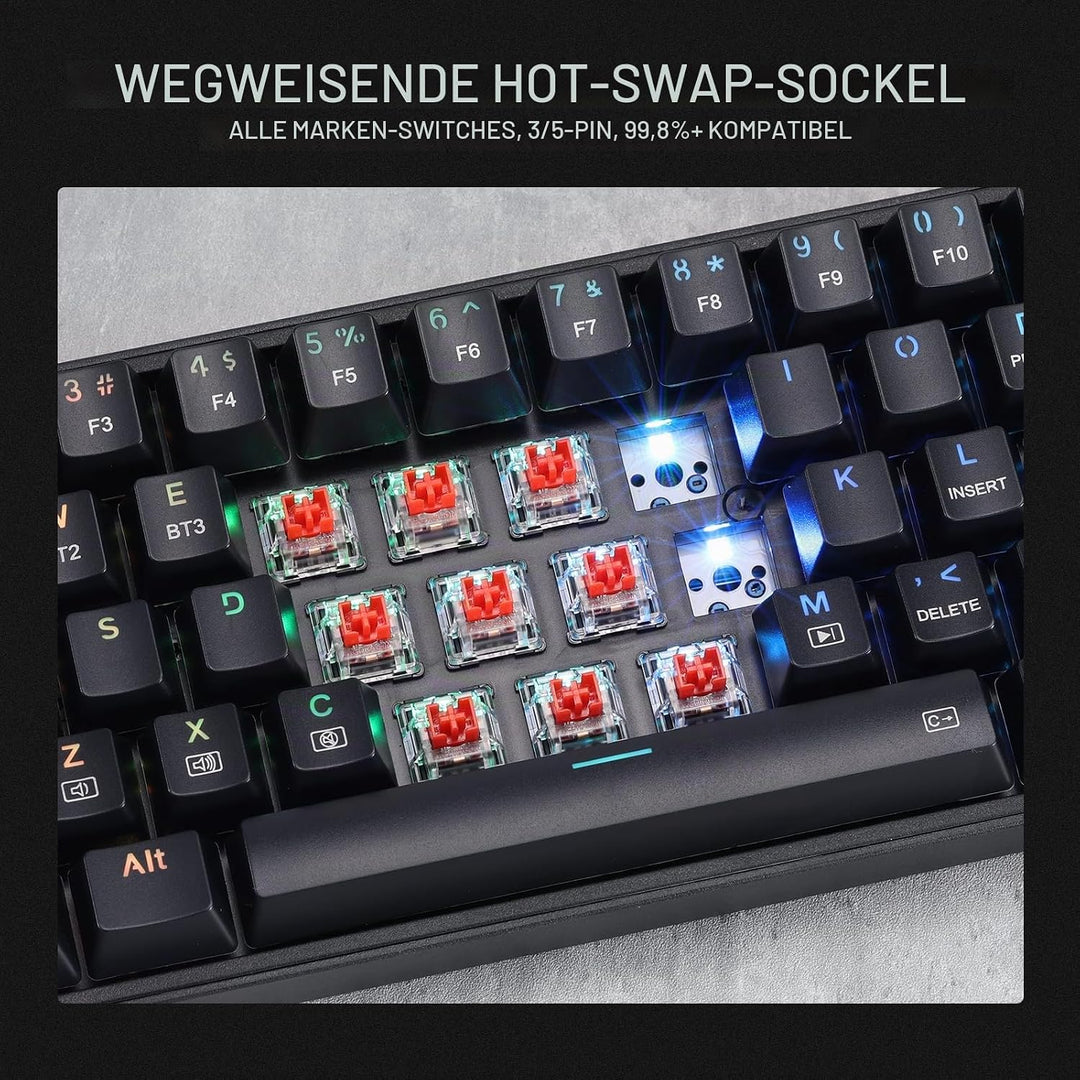 Redragon BS136 Gaming-Tastatur- und -Maus-Kombination, 75% K628 Tri-Mode-kabellose mechanische RGB-T
