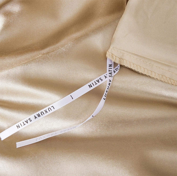 Damier Bettwäsche 155x220cm Beige Satin Uni Glatt Bettwäsche Set Deluxe Hochwertiges Deckenbezug mit