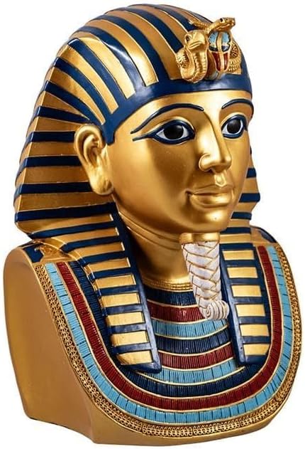 DRW Figur Büste Tutanchamon Ägyptischer König Golden aus Harz handbemalt 18x14x26cm
