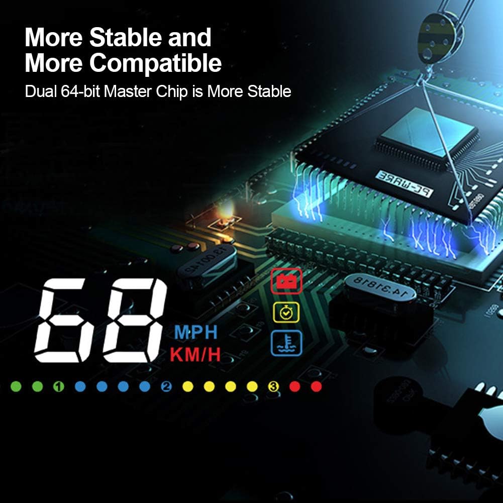 OBD Messgerät, Fydun Auto OBD Multifunktionsmessgerät Digitale Temperatur Spannung Geschwindigkeit H