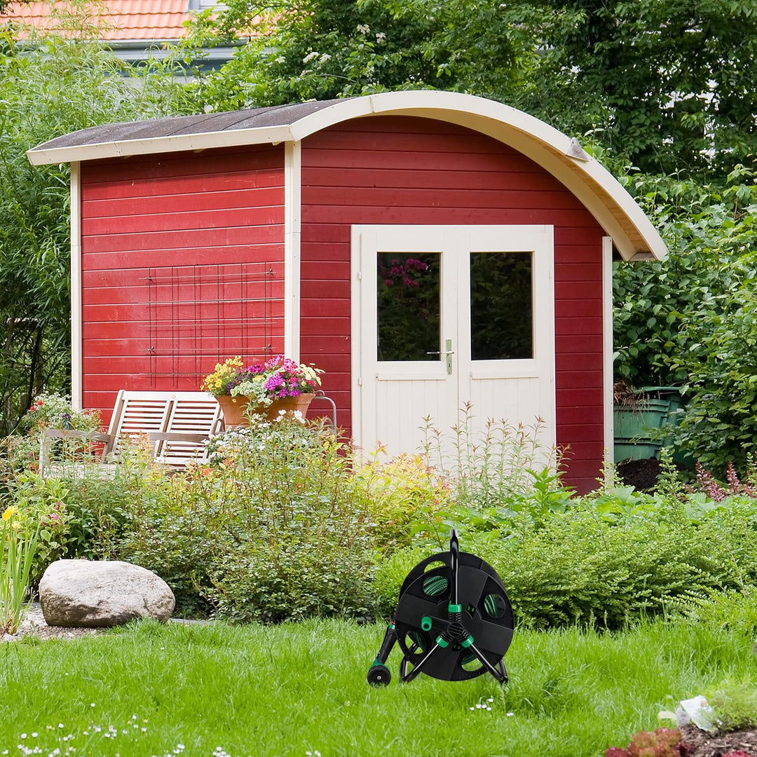Relaxdays Schlauchtrommel, Wasserschlauchaufroller leer, für 30 m 1/2" Gartenschlauch, HBT 39 x 43 x