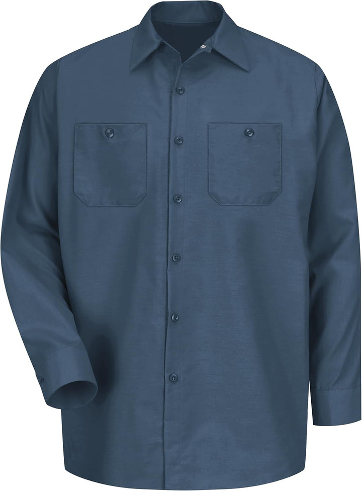 Red Kap Herren Industrial Regular Fit Langarm Button-Down-Arbeitshemd, S Dunkelblau