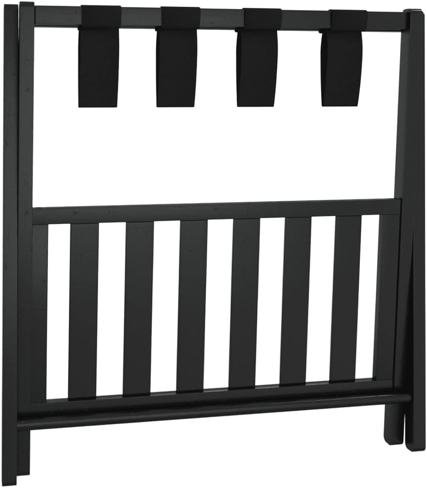 Gepäckablage Schwarz aus Bambus 68 x 38 x 58 cm klappbar, Kofferablage und Gepäckständer mit zwei Ab
