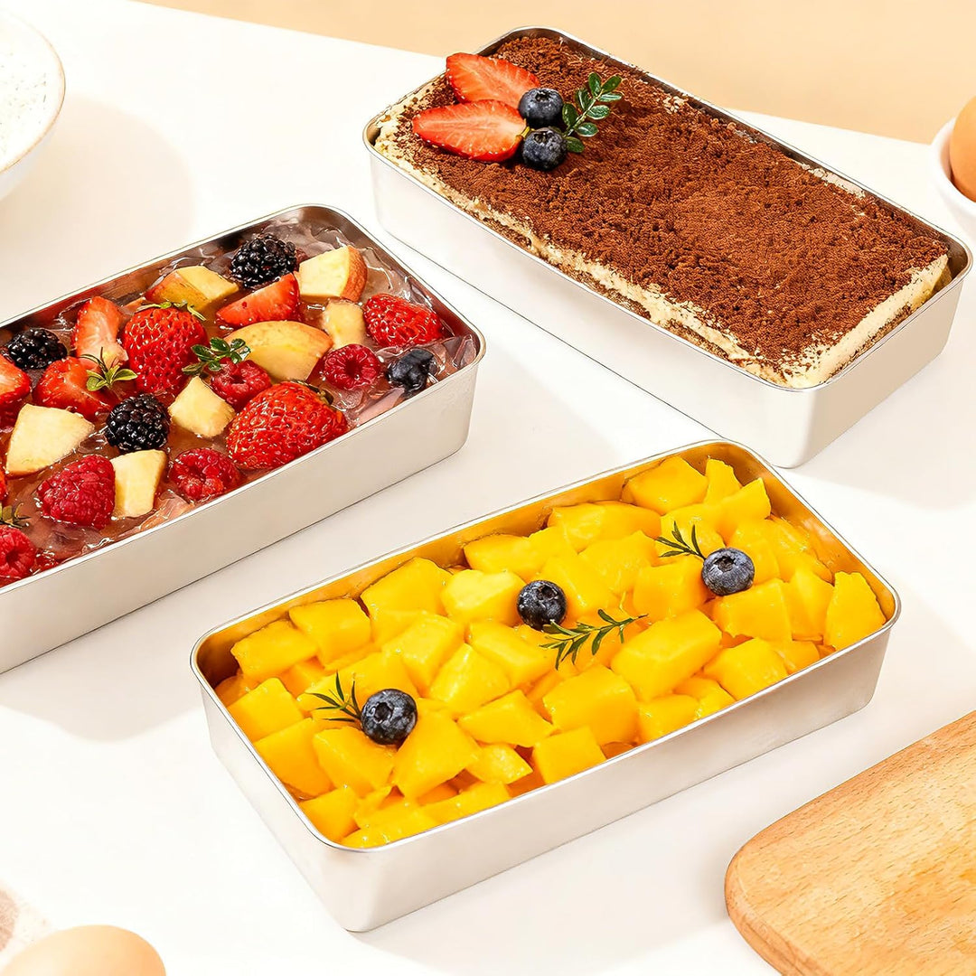 VINATO 2 Stücke Backblech,Edelstahl Backblech Klein Ofenblech,Rechteckig Edelstahlbackbleche für Las