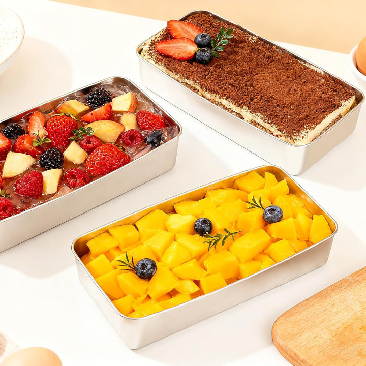 VINATO 2 Stücke Backblech,Edelstahl Backblech Klein Ofenblech,Rechteckig Edelstahlbackbleche für Las