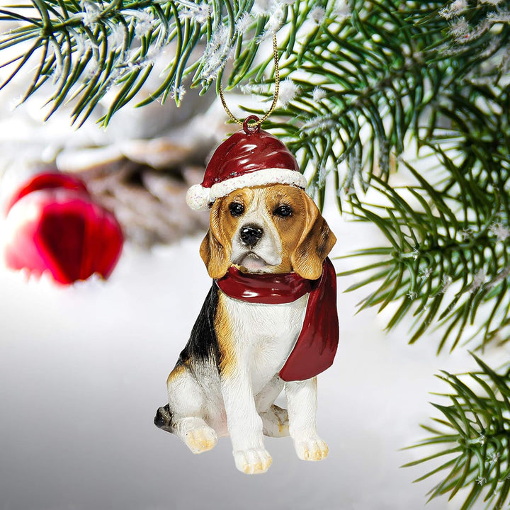 Design Toscano Beagle Festlicher Hund Weihnachtsbaumornament Weihnachtsdeko, Polyresin, vollfarbe, 8