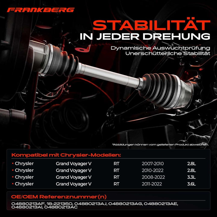 Frankberg Antriebswelle Vorne Links Kompatibel mit Grand Voyager V RT 2.8L 3.3L 3.6L 3.8L 2007-Heute