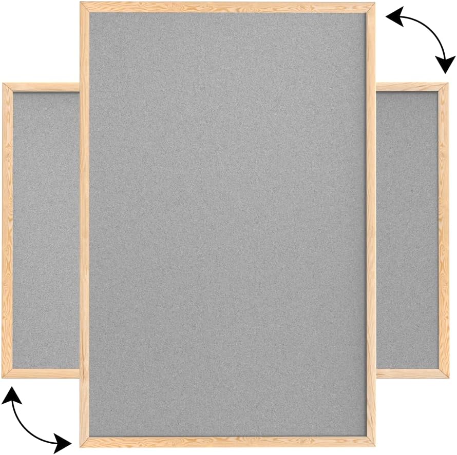 ALLboards helles Grau Pinnwand mit Holz Rahmen 90x60cm Korktafel Korkwand Pinnwand Kork Grau Oberflä