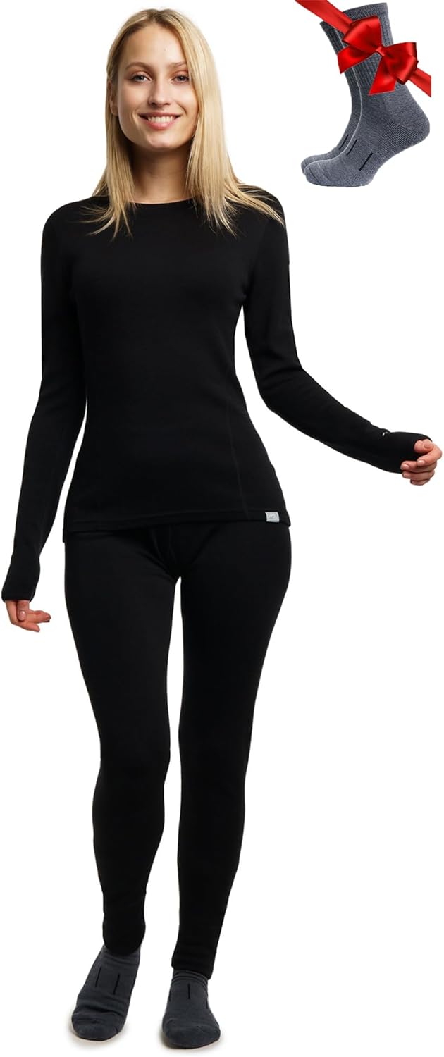 Merino.tech 100% Merino Unterwäsche Damen Set - Leicht, Mittelgewicht, Funktionsunterwäsche Merinowo