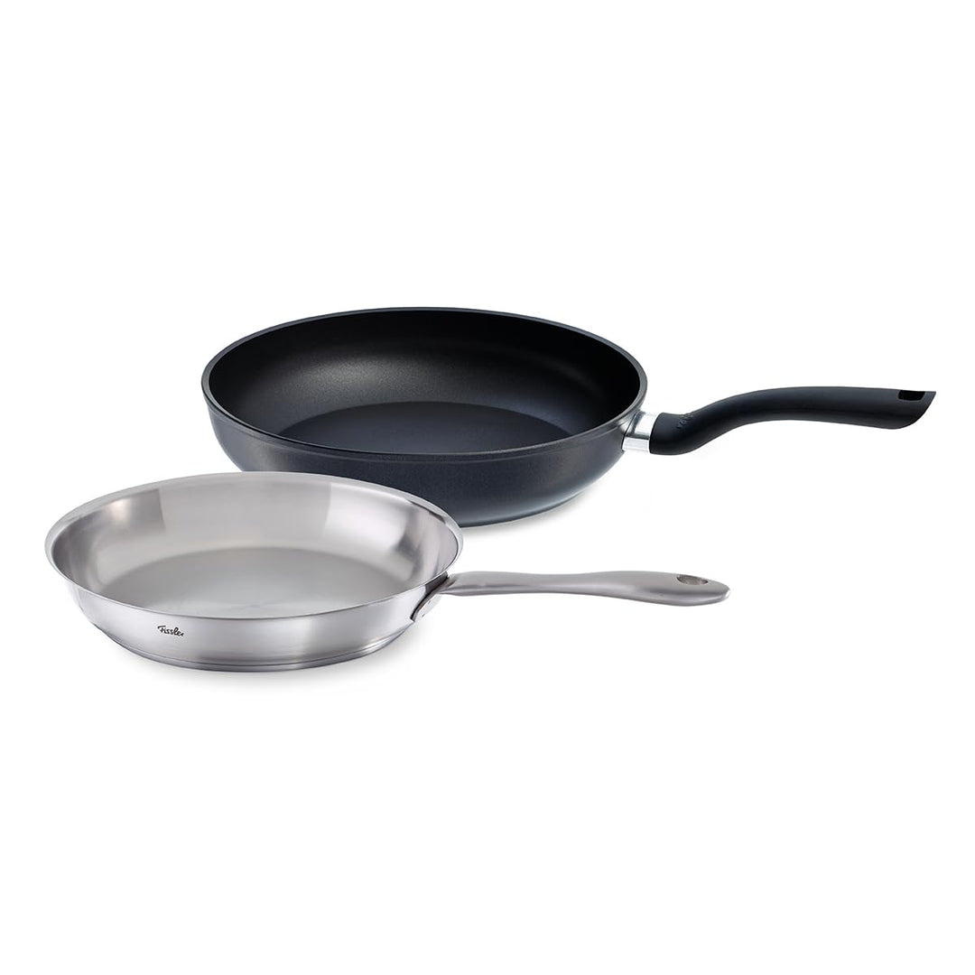 Fissler Pfannen-Set, 2-teilig/Catania unbeschichtete Edelstahl-Pfanne (Ø 24 cm) & Cenit beschichtete