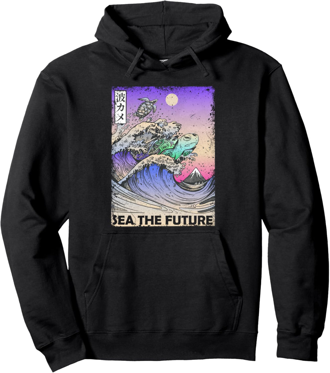 Japan Ozeanwelle Wasser Meereswellen Schildkröte Pullover Hoodie