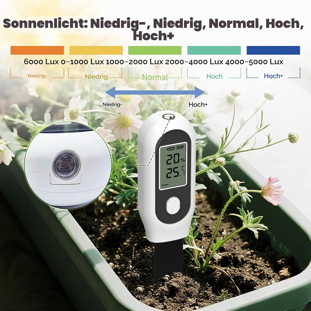 GIEX Zigbee 3-in-1 Bodenfeuchtesensor, 1er-Pack, für Garten mit Temperatur- &amp; Lichtmessung, kompatib