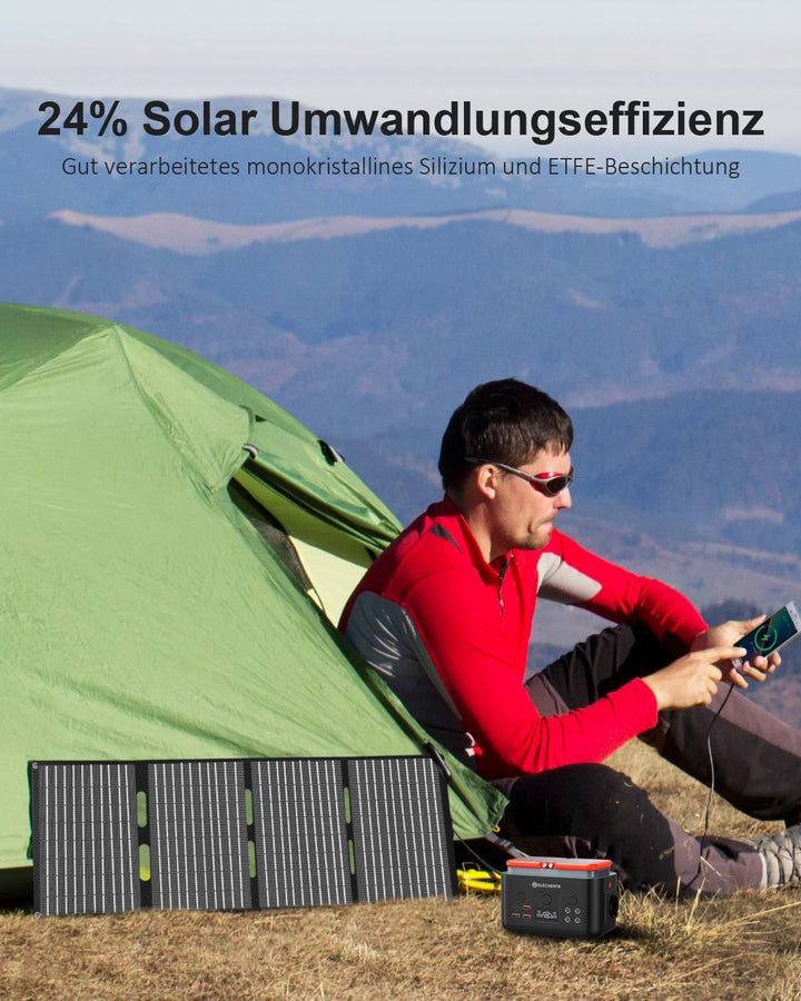ELECAENTA 60W Tragbar Solar Ladegerät Monokristallin ETFE Solarpanel Ultraleichtes IP68 Solarmodul F