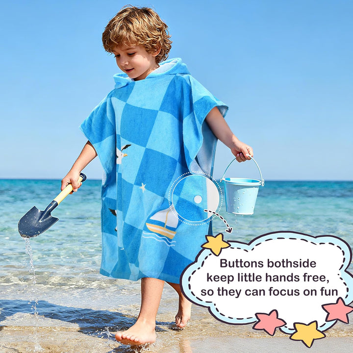 Kato Tirrinia 100% Baumwolle Badeponcho Strandtuch 90-120cm Kinder, Absorbierender Bademantel Badeha