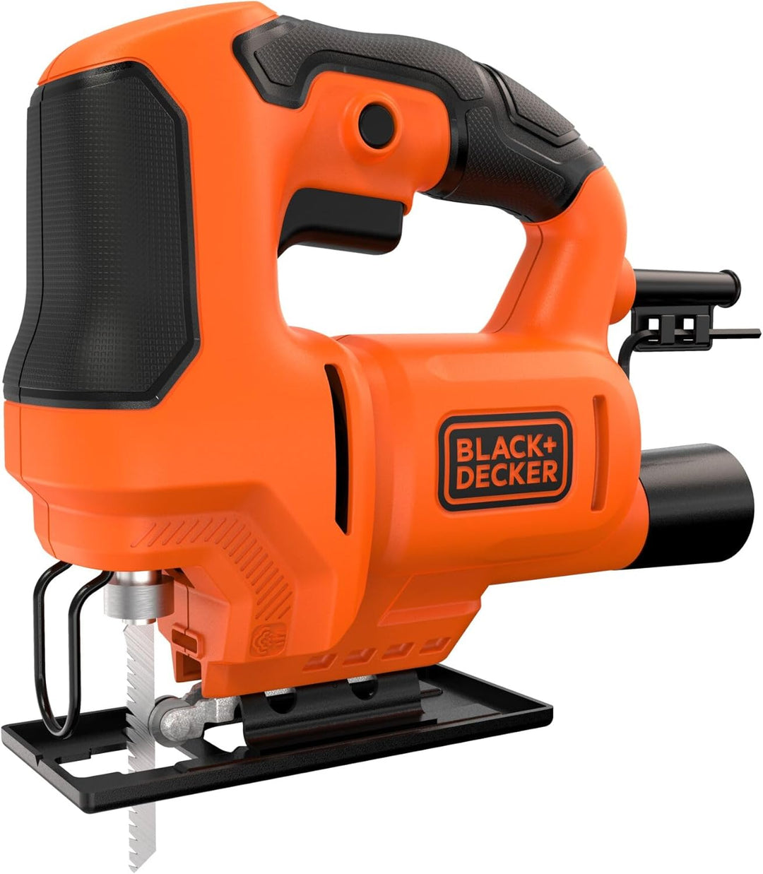 BLACK+DECKER 400W Stichsäge (kompakt und schlank, mit verstellbarem Sägeschuh, Gebläse und Feststell