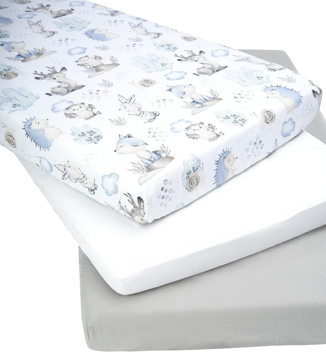 Medi Partners 3er-Set Spannbettlaken Spannbetttuch 60x120cm 100% Baumwolle Baby Bettwäsche Babymatra