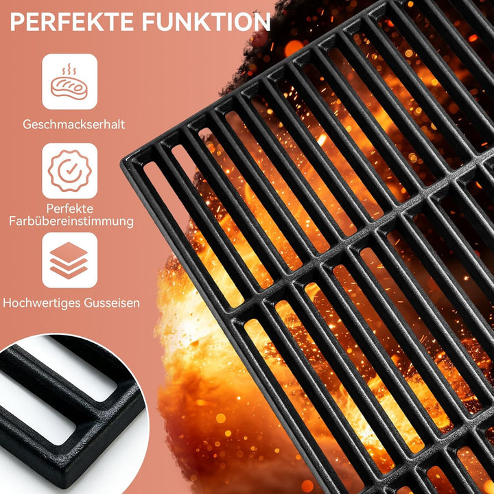 45 x 35 cm Gusseisen Grillrost für Rösle Videro G4-S, Allflame Prime 4, Grillrost Ersatz für Enders