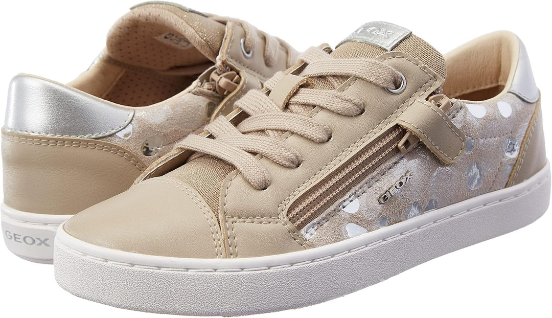 Geox Damen J Kilwi Girl B Sneakers 37 EU Beige Silver, 37 EU Beige Silver