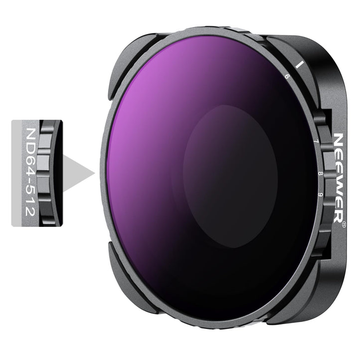 NEEWER Variabler ND64-ND512 Filter Kompatibel mit GoPro Hero 13, Hero12, Hero11, Hero10, Hero9, 5-9