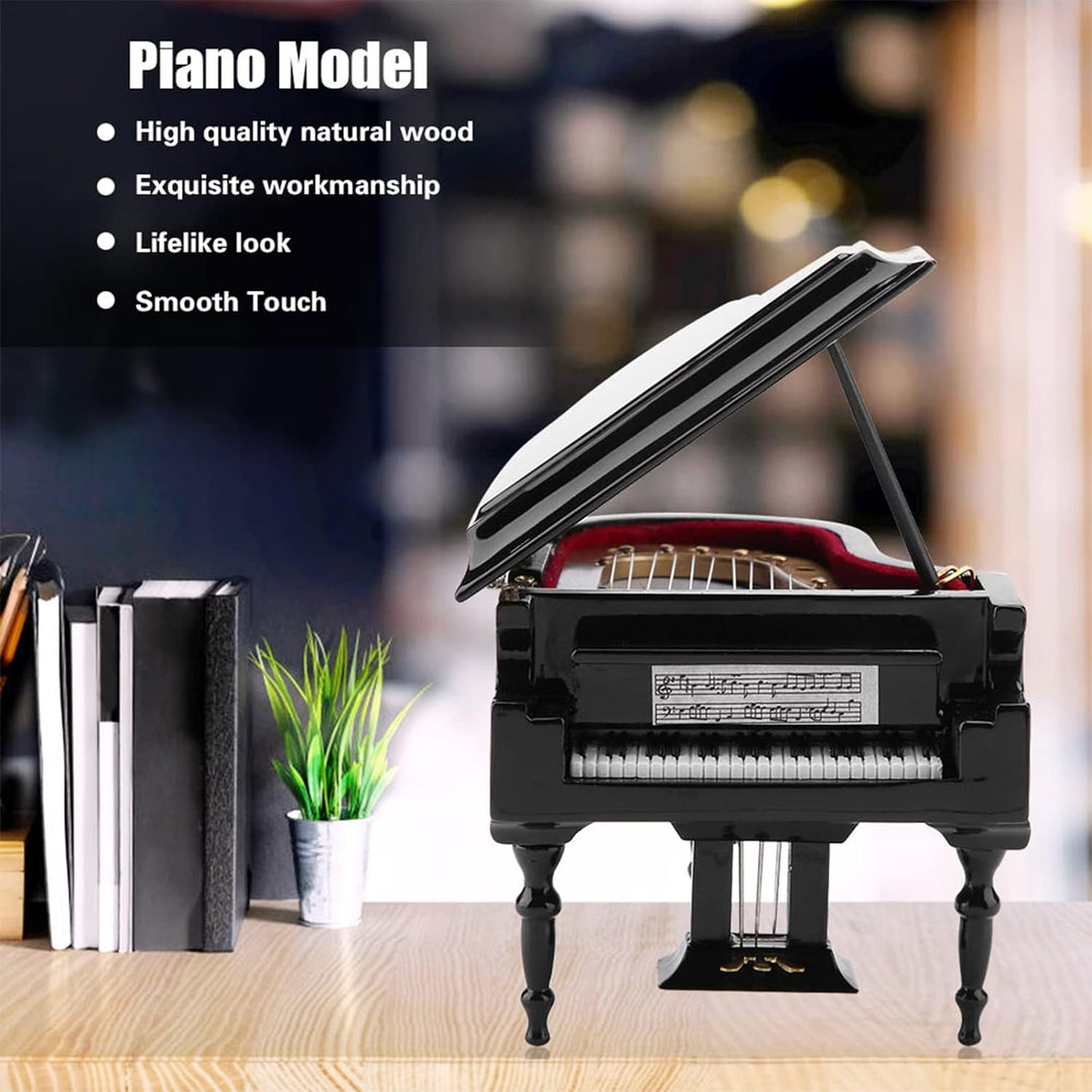 Miniaturklavier, 3,9 Zoll Puppenhaus Klavier Set Mini Simulation Holz Klavier Modell mit Hocker, Pup