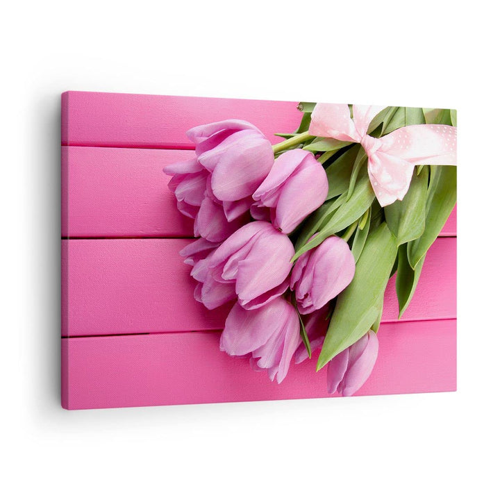 Bilder auf Leinwand Tulpen Blumenstrauss Garten Leinwandbild 70x50cm Wandbilder Dekoration Wohnzimme