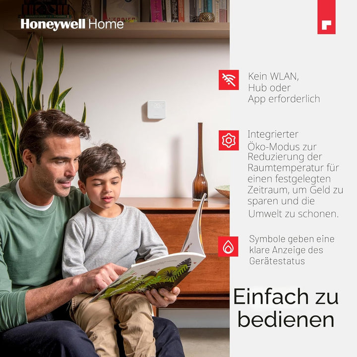 Honeywell Home DT3R Raumthermostat ohne Kabel EIN/Aus, weiss Drahtlos | Premium Kabellos Weiss, Drah