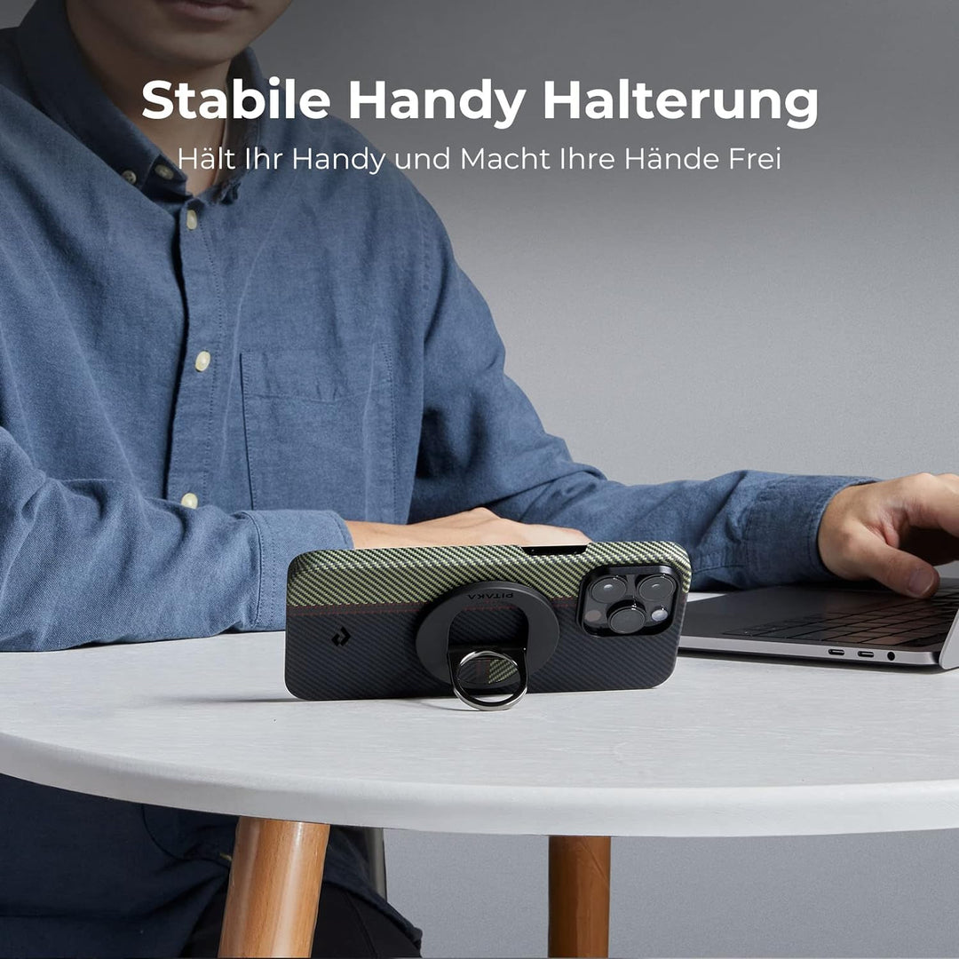 PITAKA Handy Ring Halterung Kompatibel mit Magsafe Magnetischer Griff Einstellbar Fingerhalter für i