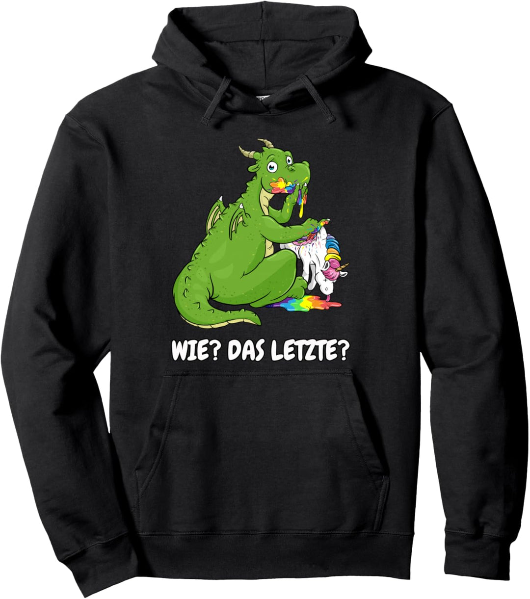lustiger Drachen Shirt das letzte Drache frisst Einhorn Pullover Hoodie
