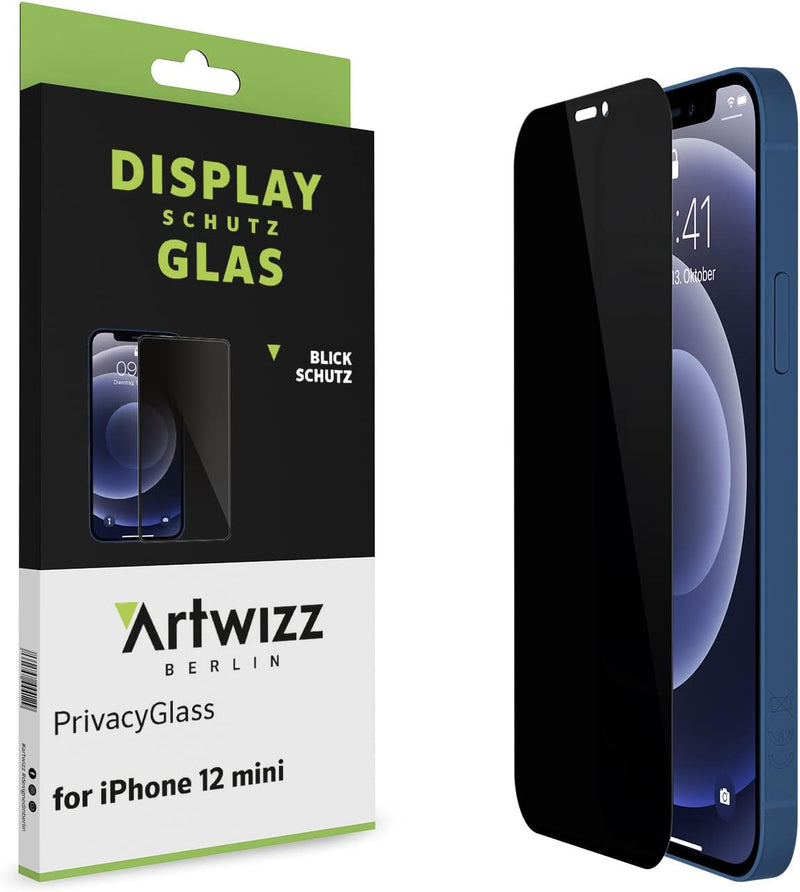 Artwizz PrivacyGlass Schutzglas kompatibel mit iPhone 12 Mini (5,4 Zoll) - Displayschutz mit Anti-Sp