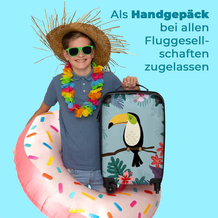 NoBoringSuitcases.com® Koffer Handgepäck Trolley Rollkoffer Kleine Reisekoffer mit 4 Rollen - Tukan