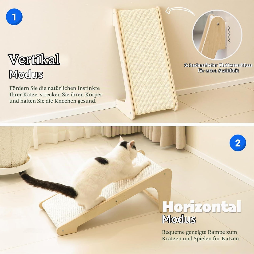 PETKARAY L-förmiges Dual-Use Sisal Kratzbrett für Katzen, 64 cm Hohe Kratzsäule aus Natürlichem Sisa