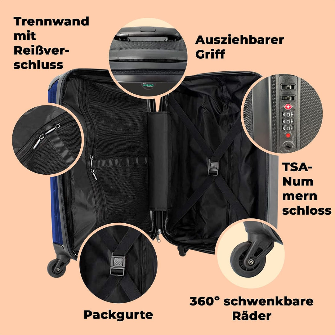 NoBoringSuitcases.com® Koffer Handgepäck Trolley Rollkoffer Kleine Reisekoffer mit 4 Rollen - Zitate