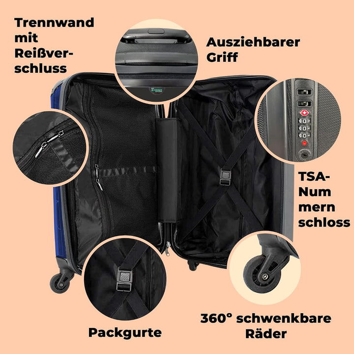 NoBoringSuitcases.com® Koffer Handgepäck Trolley Rollkoffer Kleine Reisekoffer mit 4 Rollen - Zitate