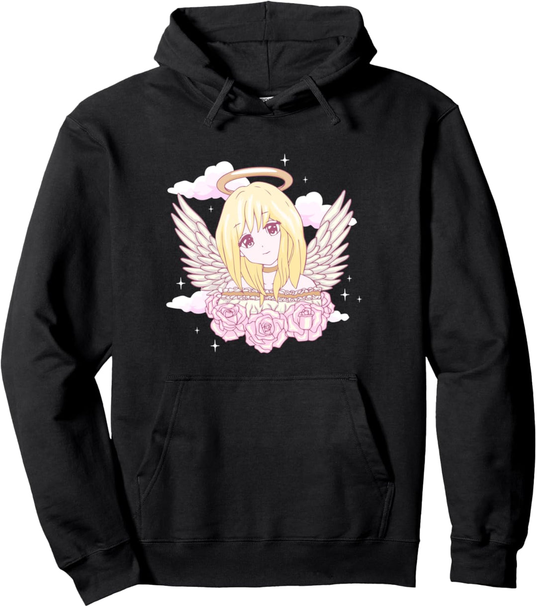 Angelcore Aesthetic Anime Mädchen Rosen Engel Halo Pullover Hoodie