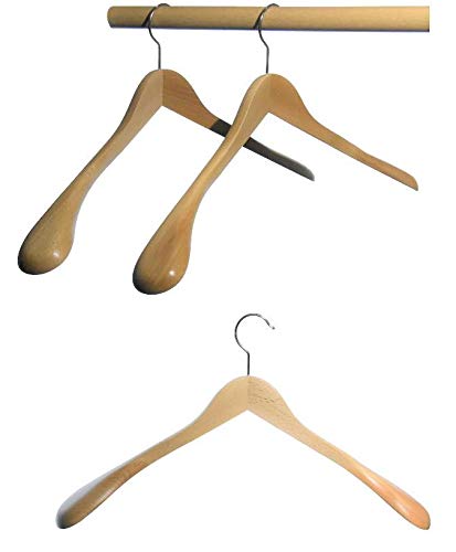 Hagspiel" Kleiderbügel aus Holz, Schulterbügel aus Buchenholz, Natur lackiert, Qualitätskleiderbügel