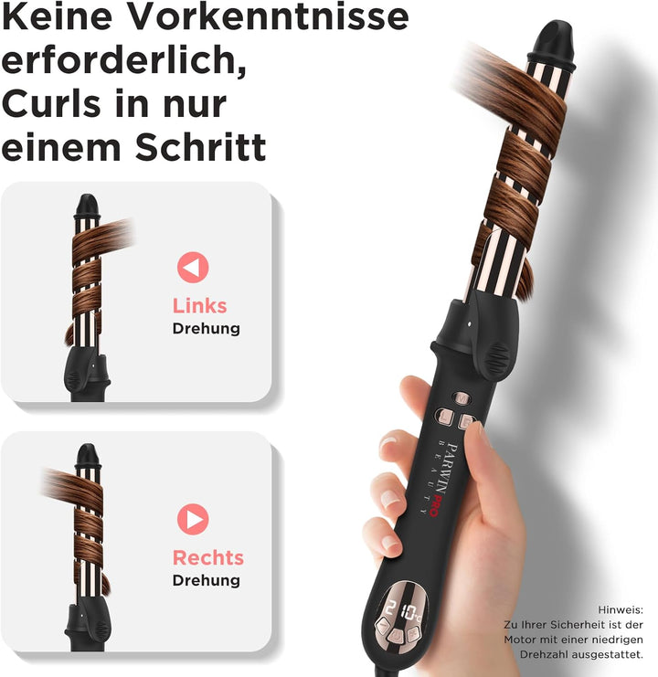 360° Rotierender Lockenstab Automatisch, PARWIN PRO BEAUTY Lockenstab Curling Iron 25mm, Nano-Titan-