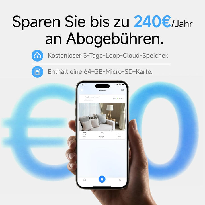 VSTARCAM 2K Überwachungskamera aussen & innen, Magnetische Halterung, Kostenloser Cloud-Speicher, Sp