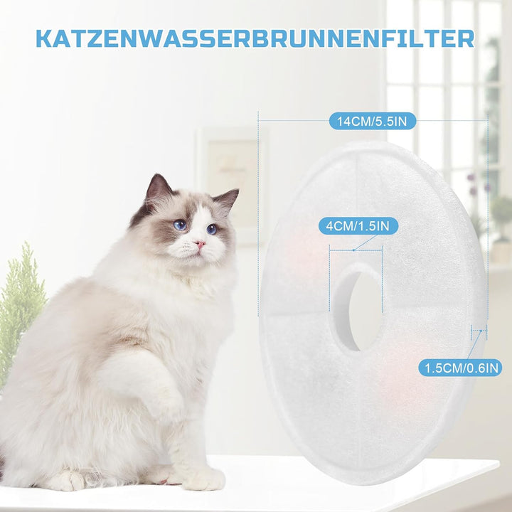 Katzenbrunnen Filter, 6 Stück Ersatzfilter für 3L Katzenbrunnen Aktivkohle und Ionenaustauschharz Fi