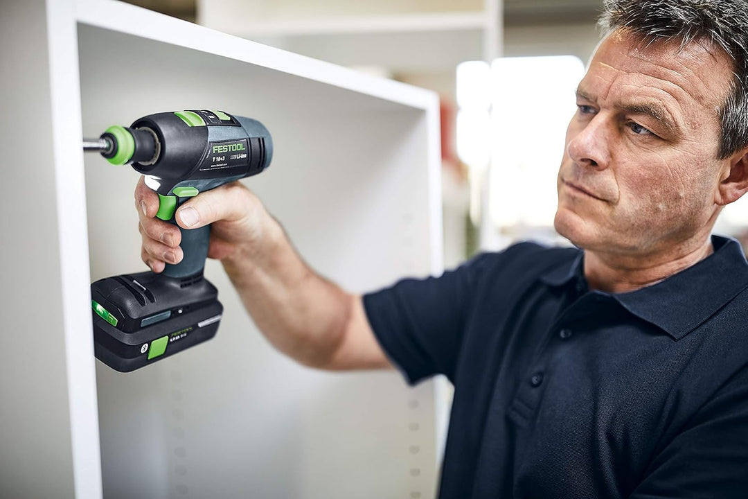 Festool Akku-Bohrschrauber T 18+3-Basic (mit Werkzeugfutter, Magnet-Bithalter, Schnellspannbohrfutte