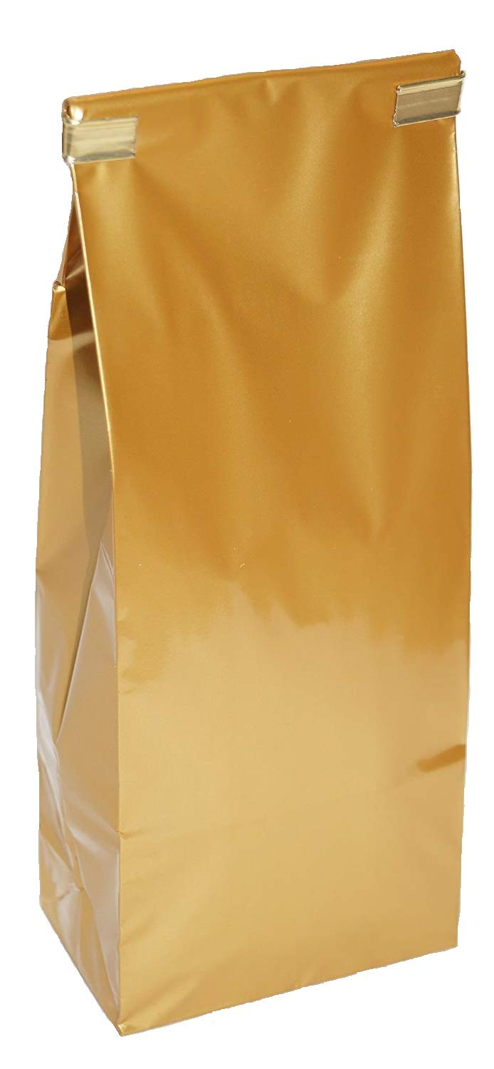 100 Stück Teetüten 100gr. GOLDFARBEN mit Clips, Teeverpackung Tee Kaffee | Teeverpackung, Für Tee Ka