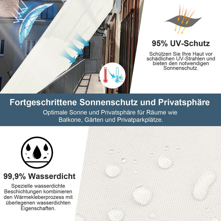 COOL AREA Sonnensegel Wasserdicht Rechteckig 3.5x5m Sonnenschutz UV Schutz Windschutz,Geeignet für A